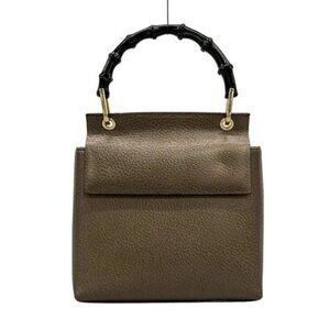 GUCCI Bamboo 0011118 Dark Brown Leather Handbag